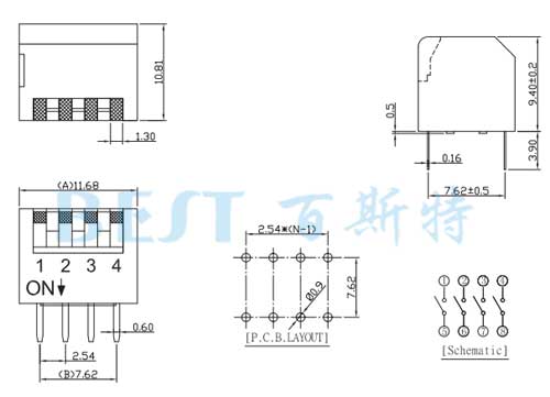 ke拨码开关DPS7规格图纸