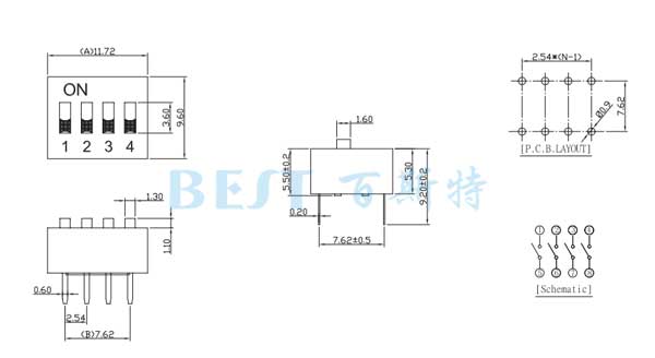 ke拨码开关DIP规格图纸